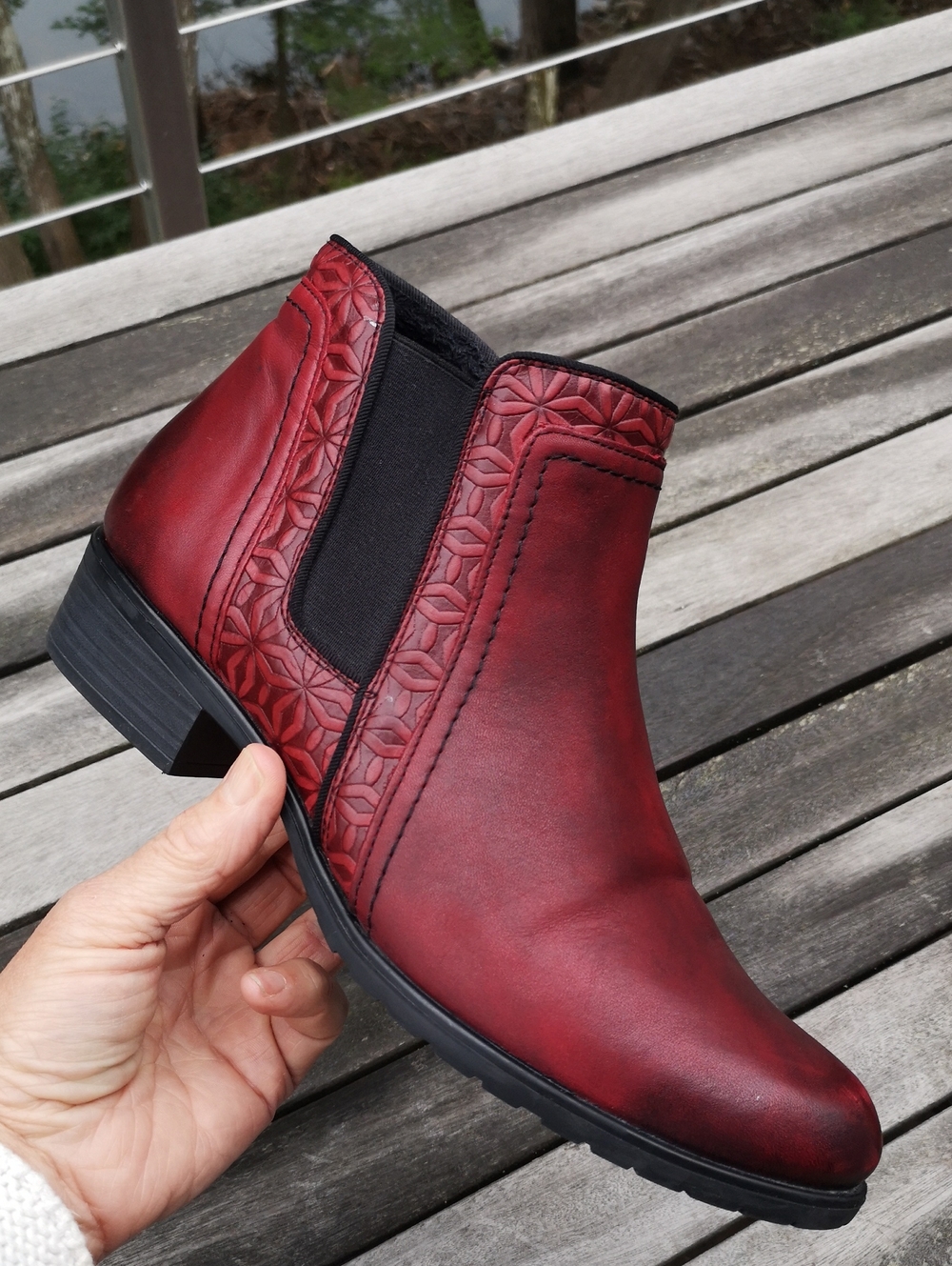 Remonte patterned red leather ankle boots - Picture 4 of 15